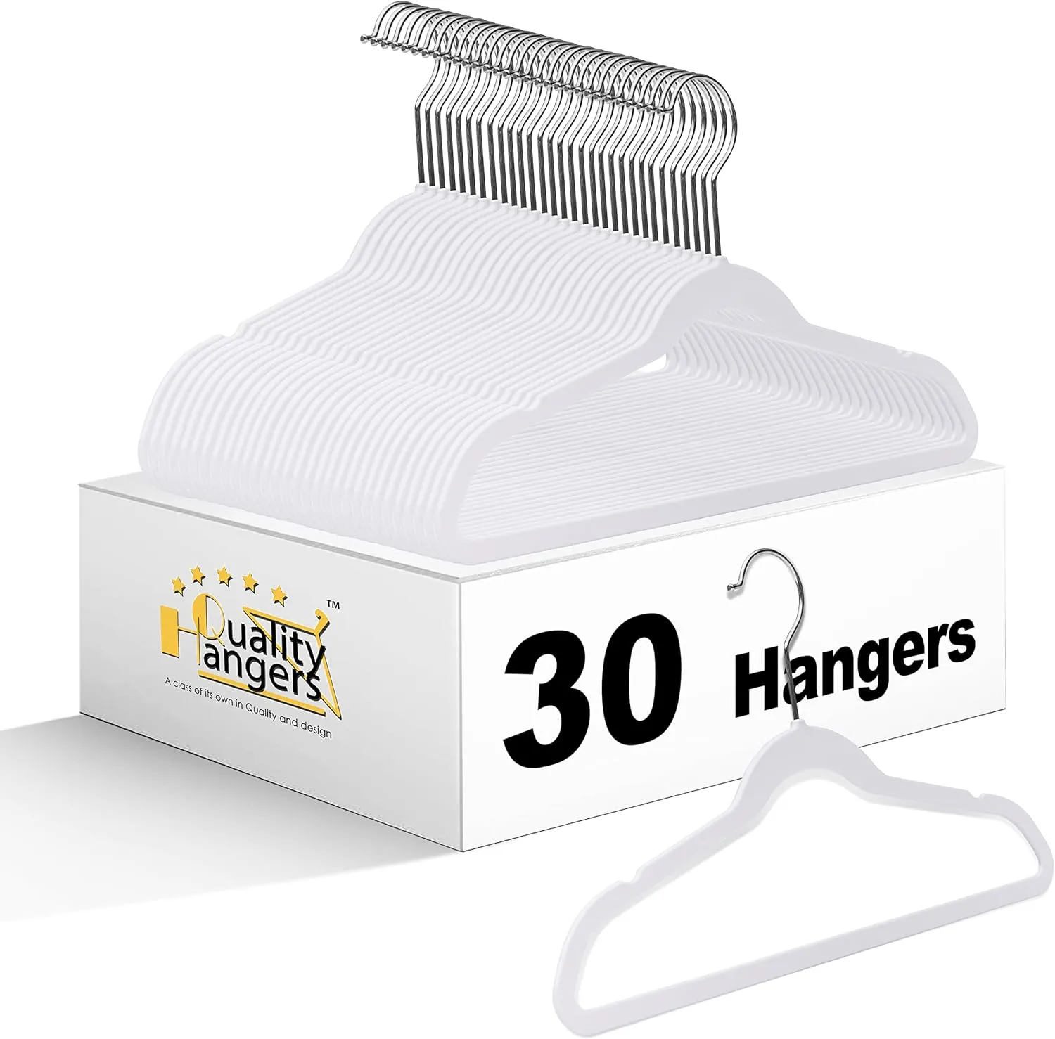 Quality Kids Plastic 30 Pack Non Velvet Non-Flocked Thin Compact Children's Hangers Swivel Hook for Shirts Blouse Coats (White, 30)