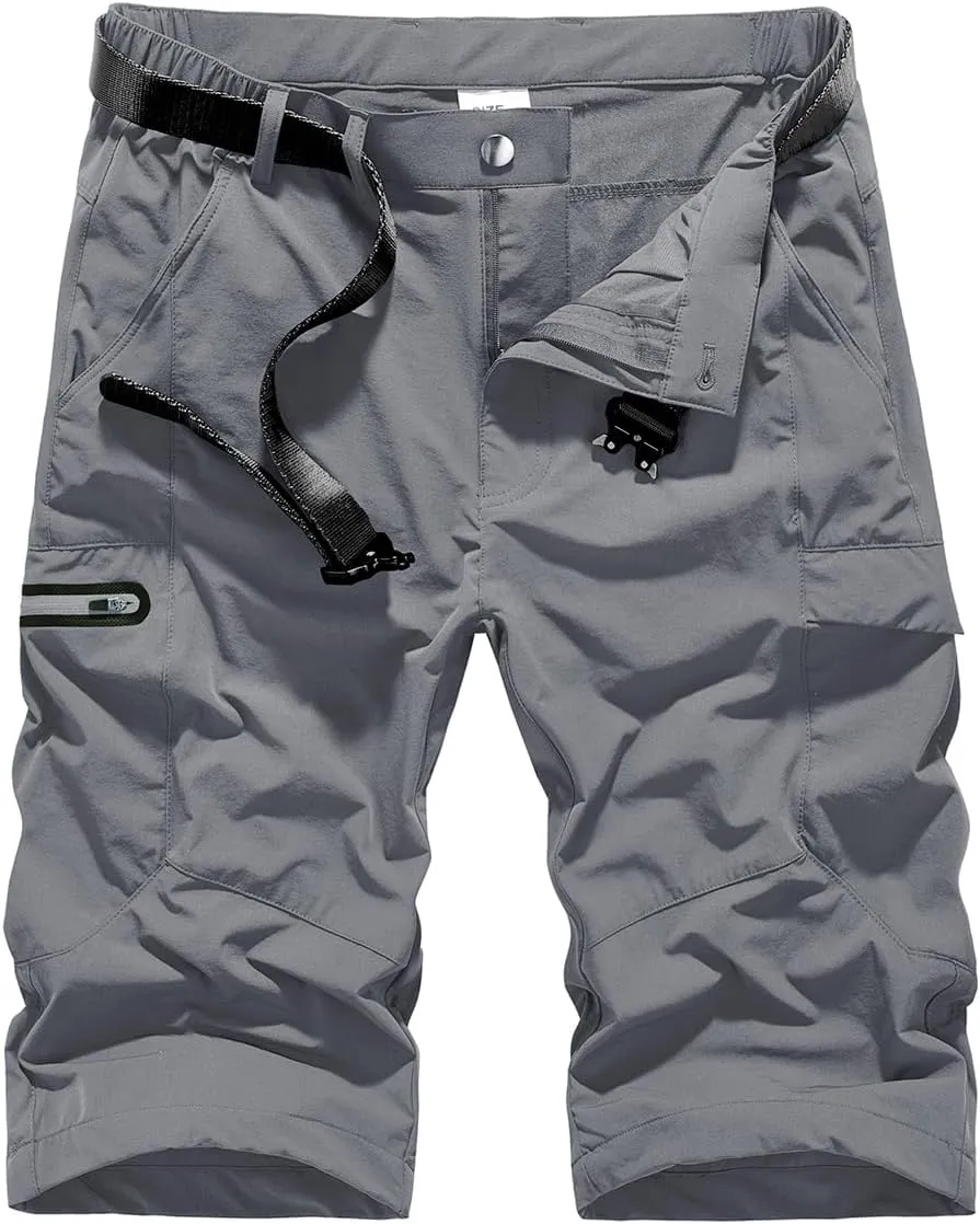 Quick Dry Cargo Shorts Men's Outdoor Summer Causal Hiking Multi-Pocket Short (No Belt)