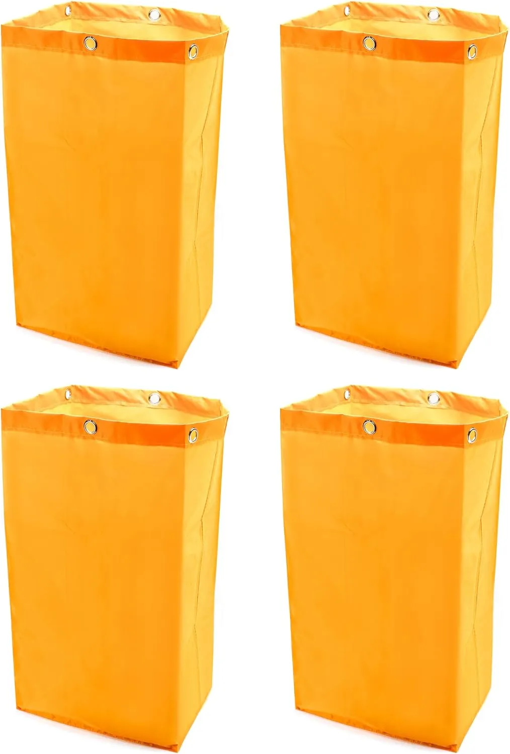 QWORK Replacement Janitorial Cart Bag, 4 Pack 24 Gallon Waterproof Large Capacity Housekeeping Commercial Replacement Cleaning Cart Bag for Collecting Trash or Clothing (Yellow)