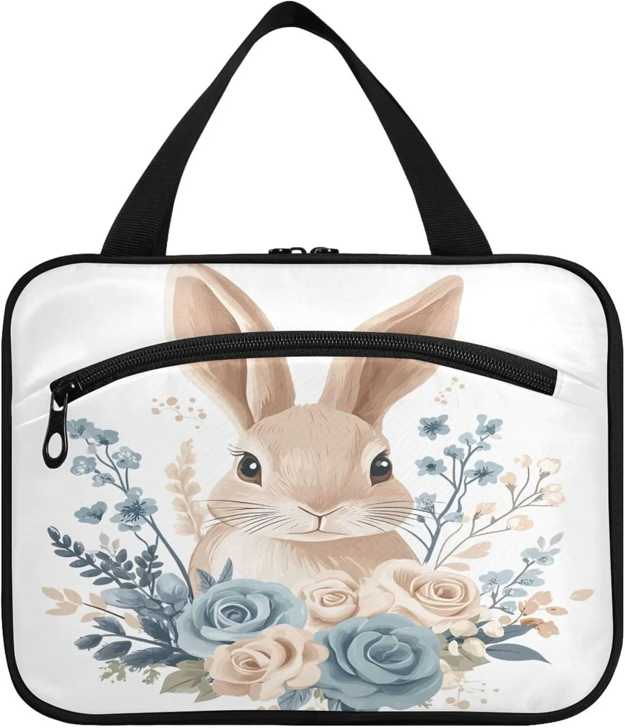 Rabbit and Flower Travel Toiletry Bag for Women & men Hanging Portable Toiletry Bag Large Capacity Travel Bag for Hold Cosmetics Skin Care Products Toiletries Large