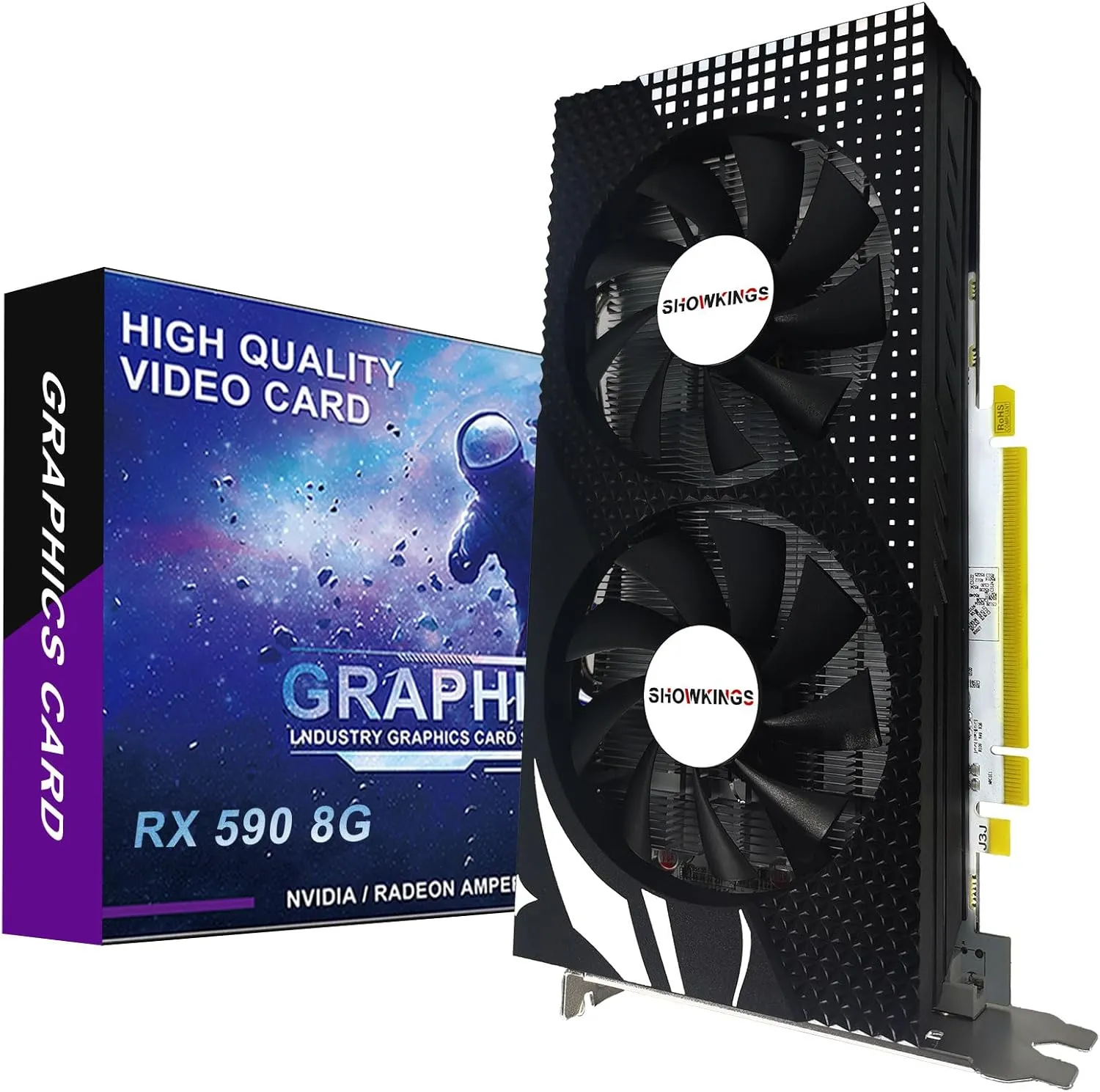 Radeon RX 590 GME Graphics Card, 8GB GDDR5 2304SP 256bit 1340MHz GPU Computer Graphics Cards, HDMI DP DVI Interface, Support Up to 8K Video Cards for PC