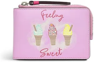 RADLEY London Feeling Sweet Women’s Small Credit Card Holder, Leather Slim Card Organizer Case with Zipper and Coin Pocket, Pink