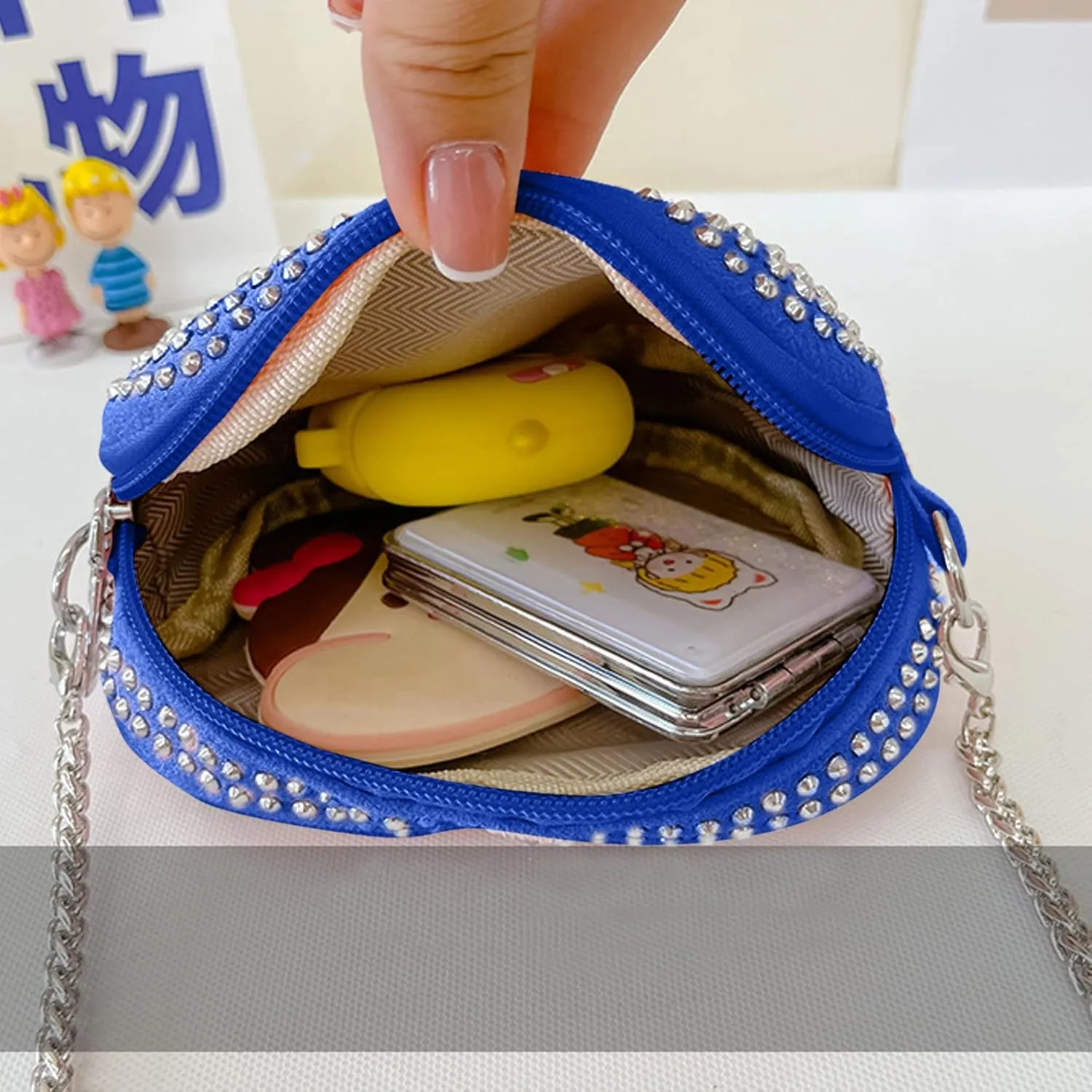 RARITYUS Cute Heart Shaped Purse Bling Rhinestone Crossbody for Women Girls Wallet Shoulder Bag with Chain Strap