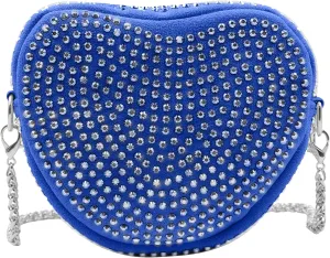 RARITYUS Cute Heart Shaped Purse Bling Rhinestone Crossbody for Women Girls Wallet Shoulder Bag with Chain Strap
