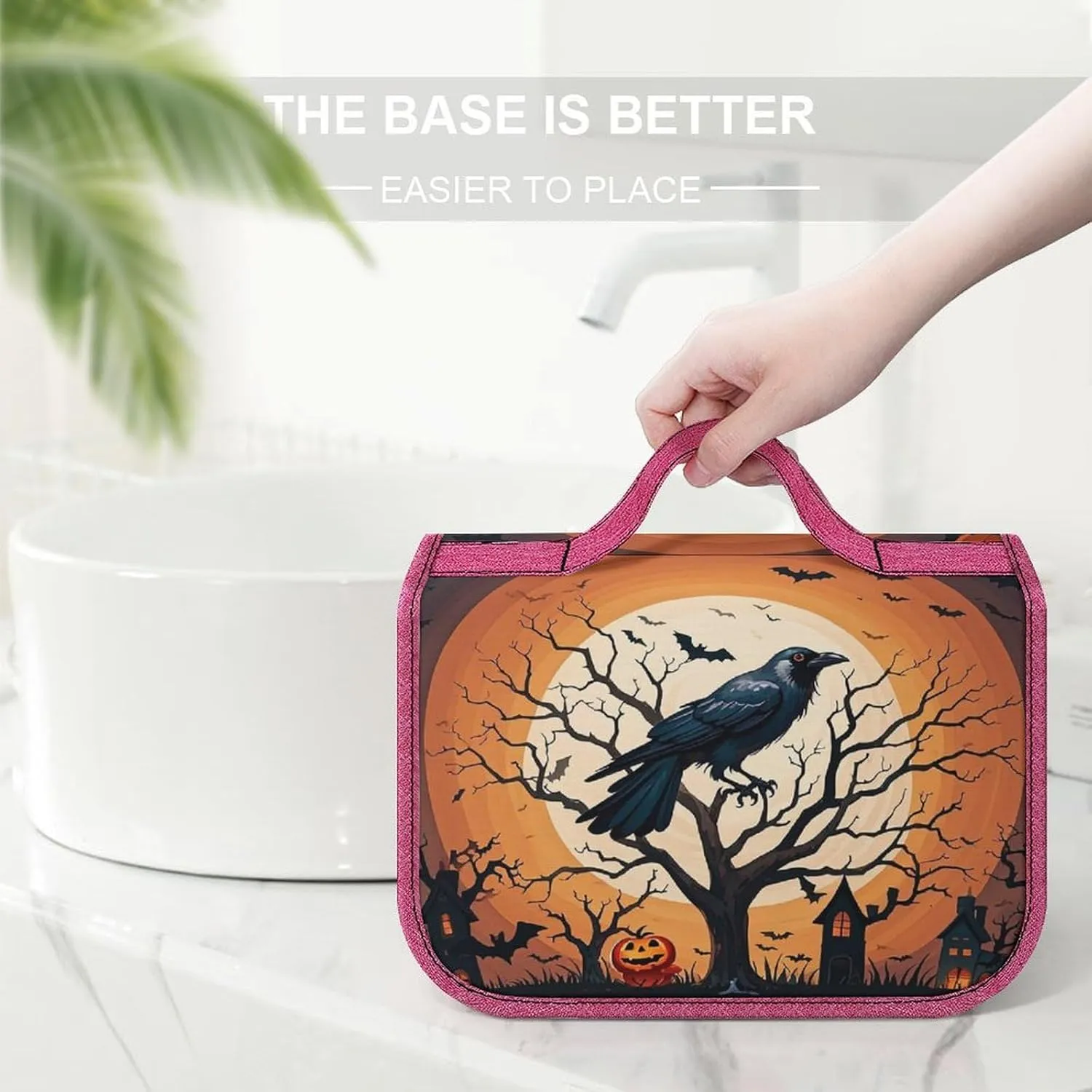 Raven Halloween Travel Toiletry Bag for Women,Hanging Toiletry Organizer with Hook, Makeup Bag Travel Organizer for Shampoo,Toiletriesl