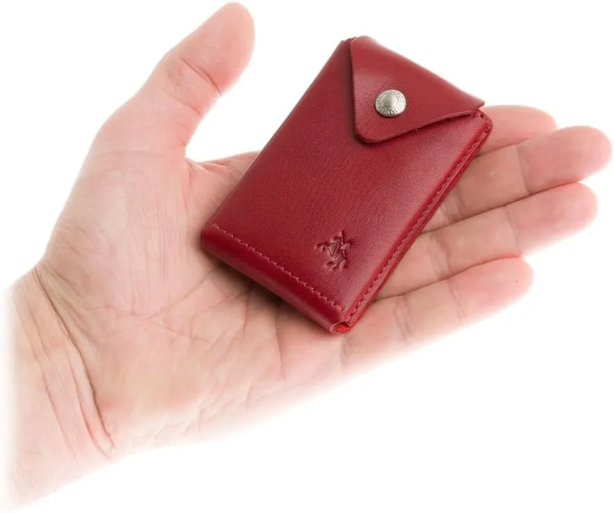 Raw Collection Hiroto Leather Micro Card/Cash Wallet (Red)
