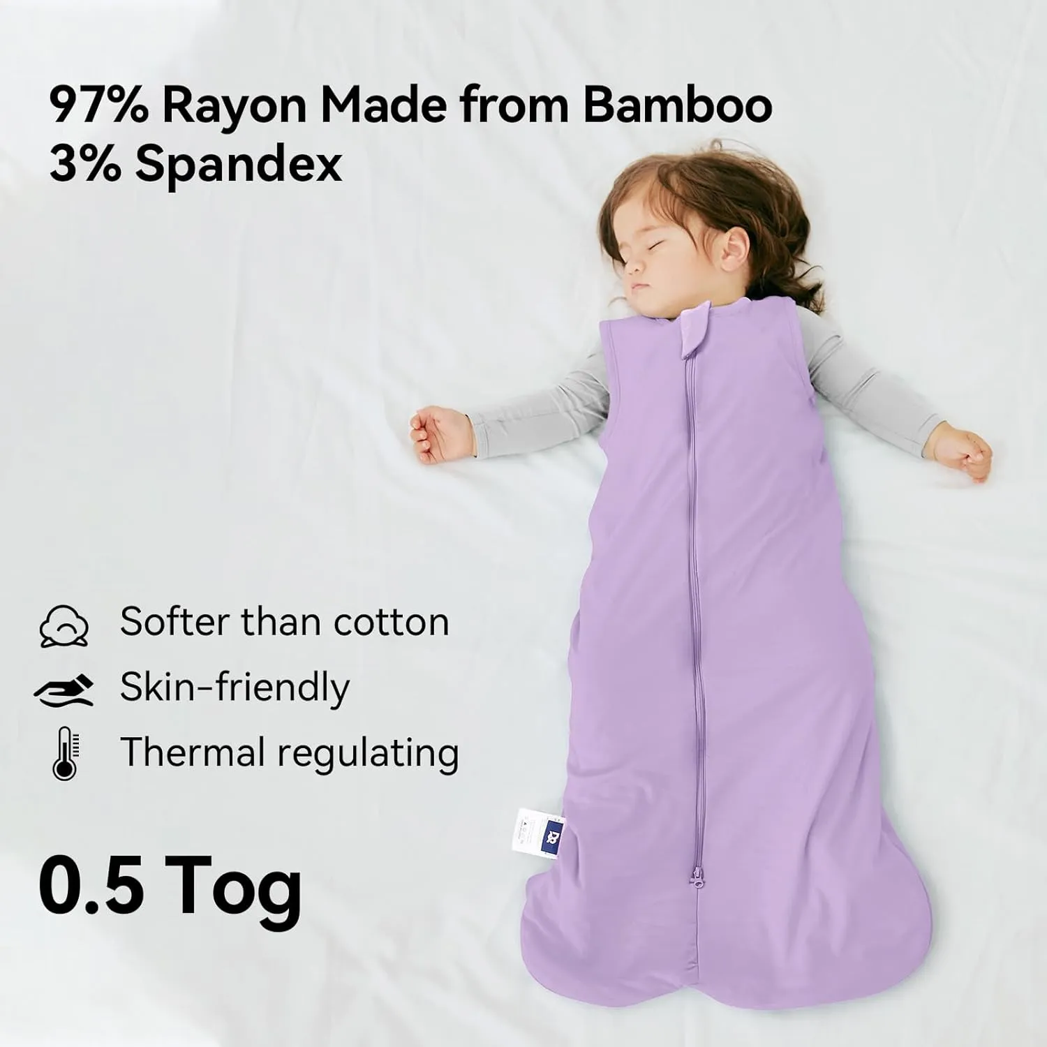Rayon Made from Bamboo Baby Sleep Sack 0.5 Tog Ultra Soft Wearable Blanket 18-24 Months, Toddler Sleeping Bag 2t Unisex Boys Girls, 2-Way Zipper Sleep Sack Breathable Lightweight XL