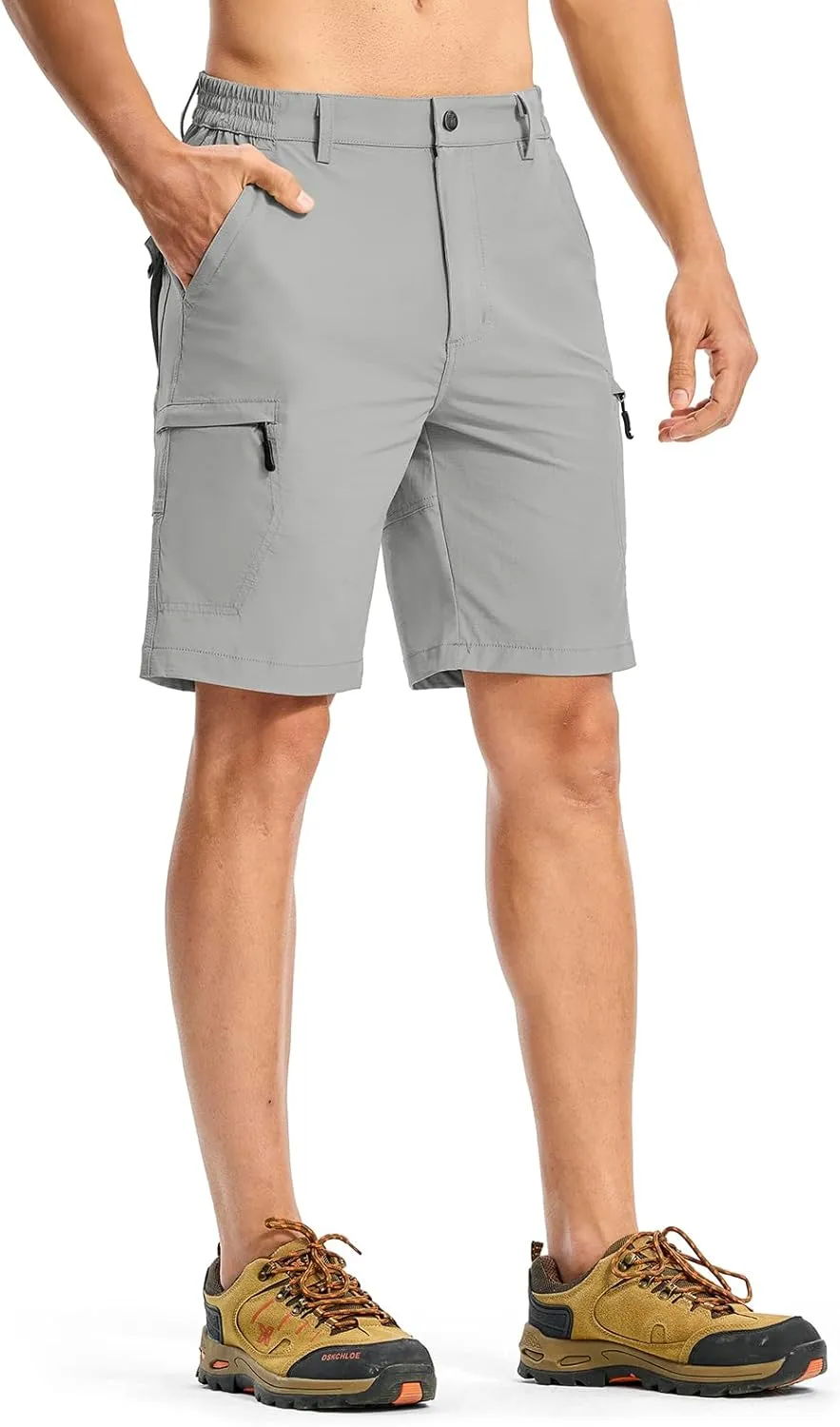 Rdruko Men's Hiking Cargo Shorts 9" Quick Dry Lightweight Outdoor Work Casual Travel Summer Shorts with 6 Zipper Pockets