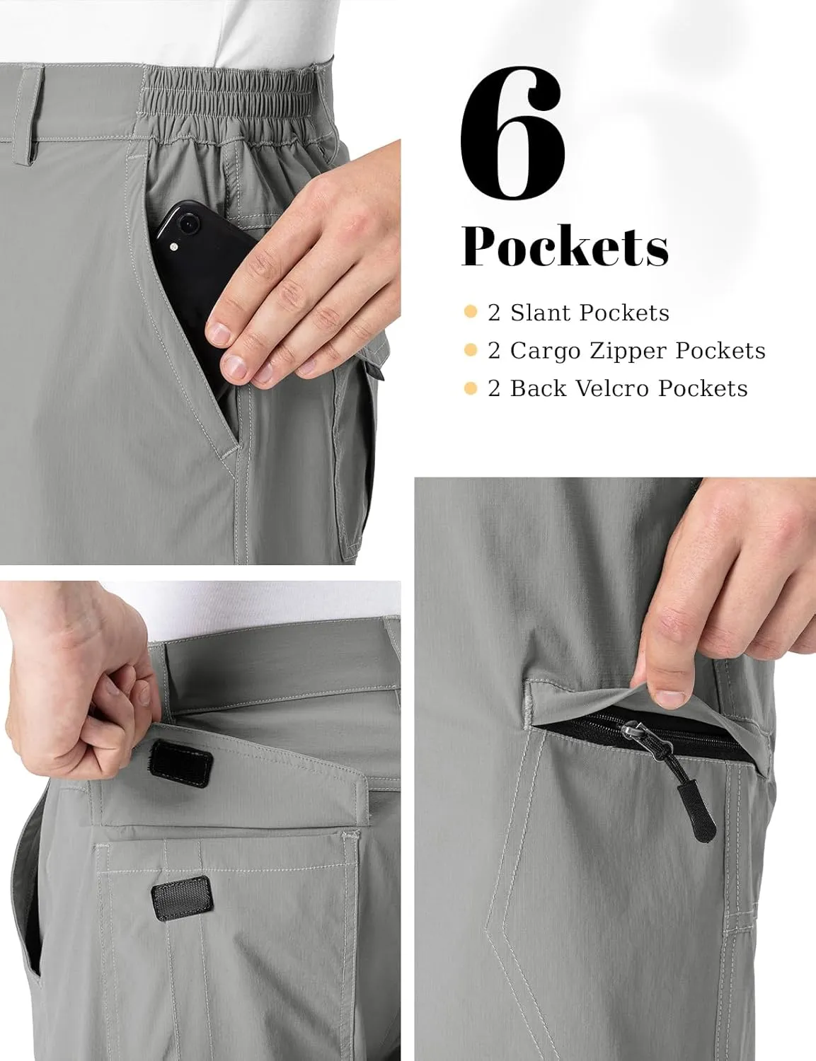 Rdruko Men's Hiking Cargo Shorts 9" Quick Dry Lightweight Outdoor Work Casual Travel Summer Shorts with 6 Zipper Pockets