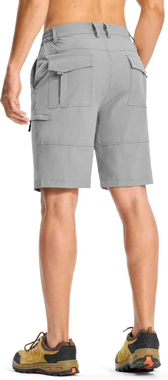 Rdruko Men's Hiking Cargo Shorts 9" Quick Dry Lightweight Outdoor Work Casual Travel Summer Shorts with 6 Zipper Pockets