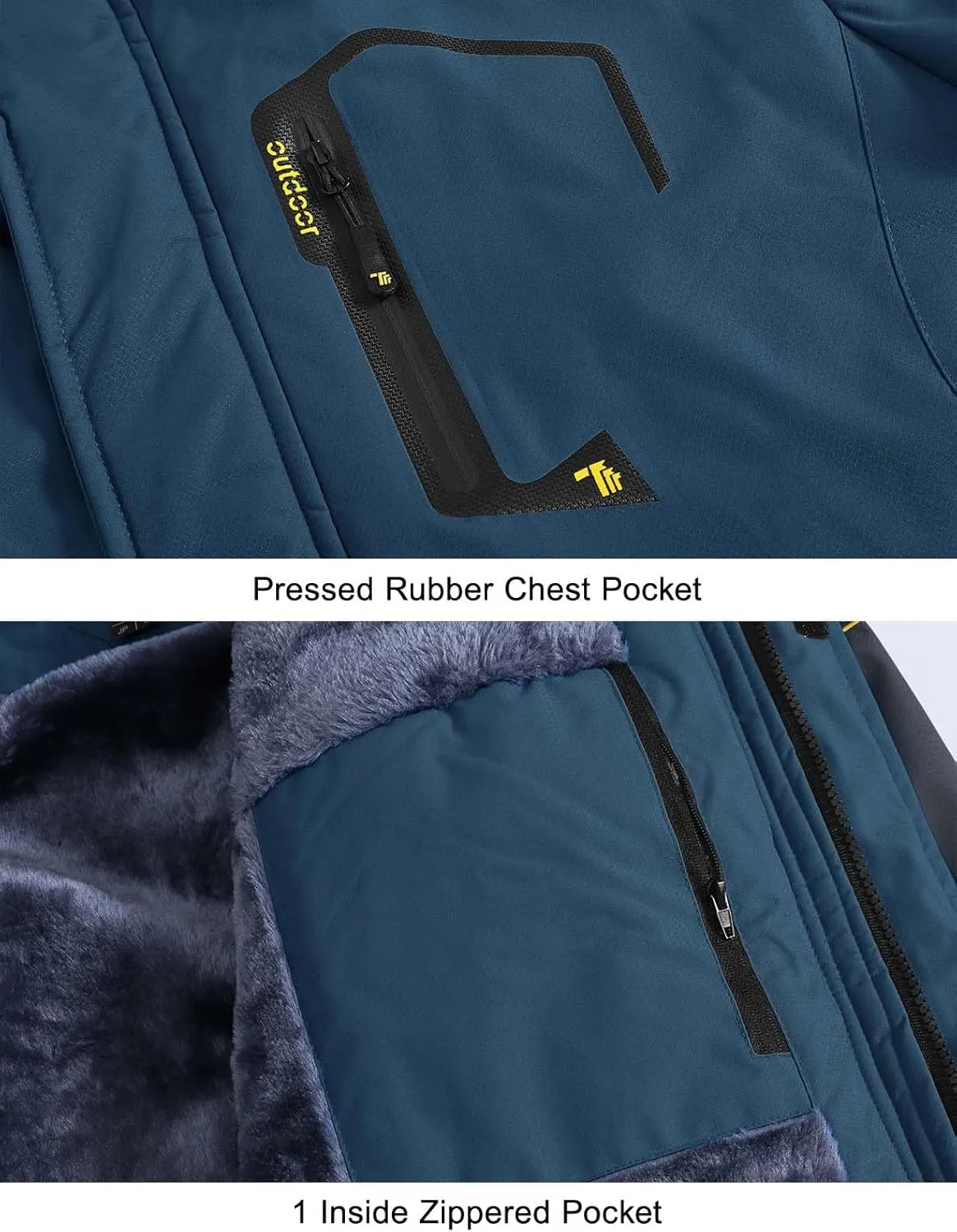 Rdruko Men's Ski Snow Jacket Waterproof Insulated Fleece Outdoor Mountain Hooded Winter Coat