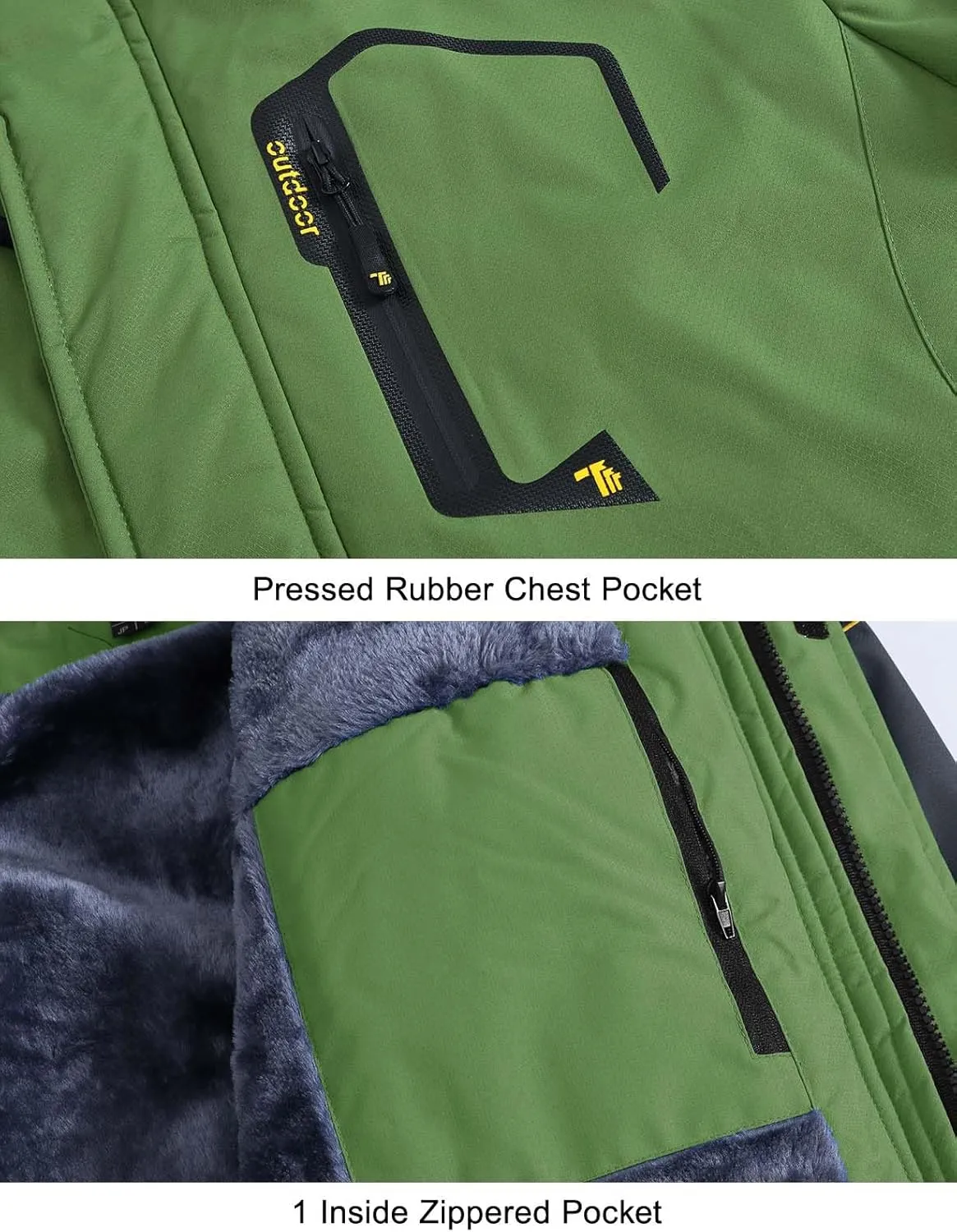 Rdruko Men's Ski Snow Jacket Waterproof Insulated Fleece Outdoor Mountain Hooded Winter Coat