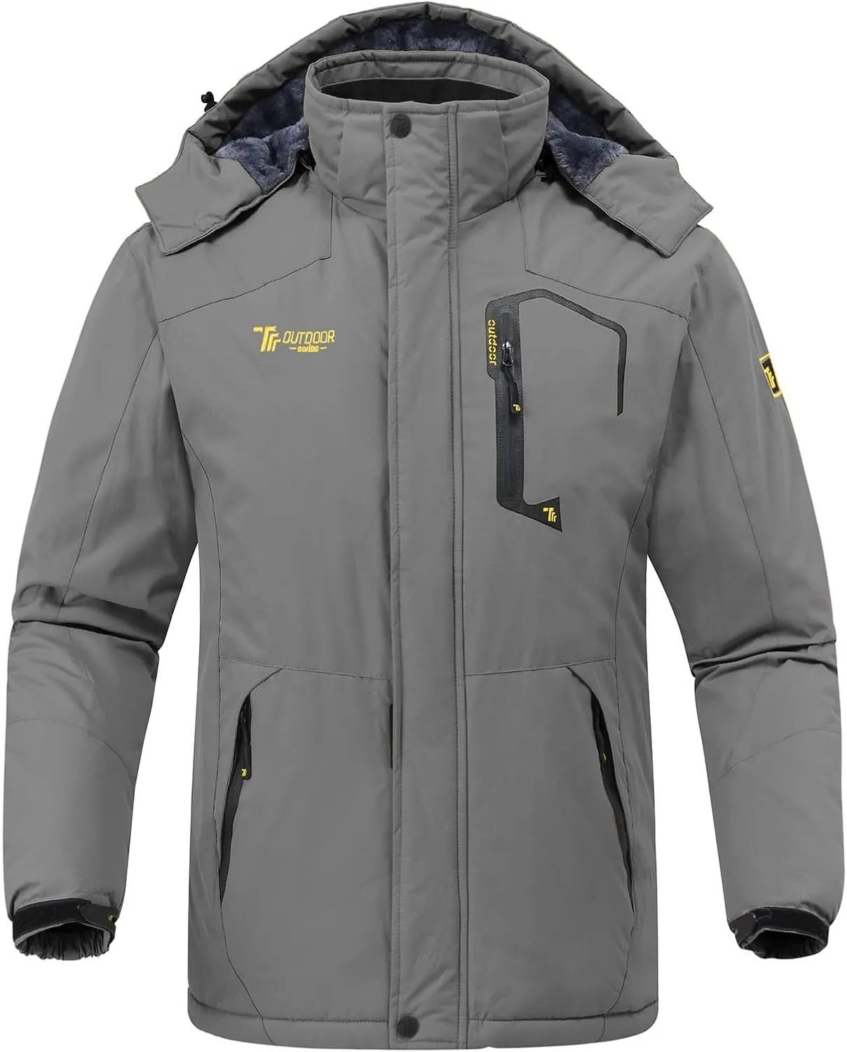 Rdruko Men's Ski Snow Jacket Waterproof Insulated Fleece Outdoor Mountain Hooded Winter Coat