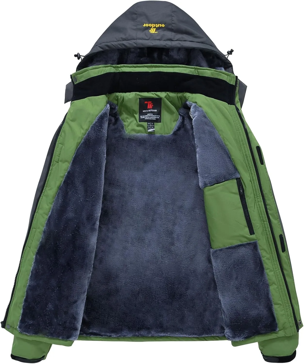 Rdruko Men's Ski Snow Jacket Waterproof Insulated Fleece Outdoor Mountain Hooded Winter Coat