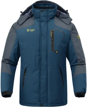 Rdruko Men's Ski Snow Jacket Waterproof Insulated Fleece Outdoor Mountain Hooded Winter Coat