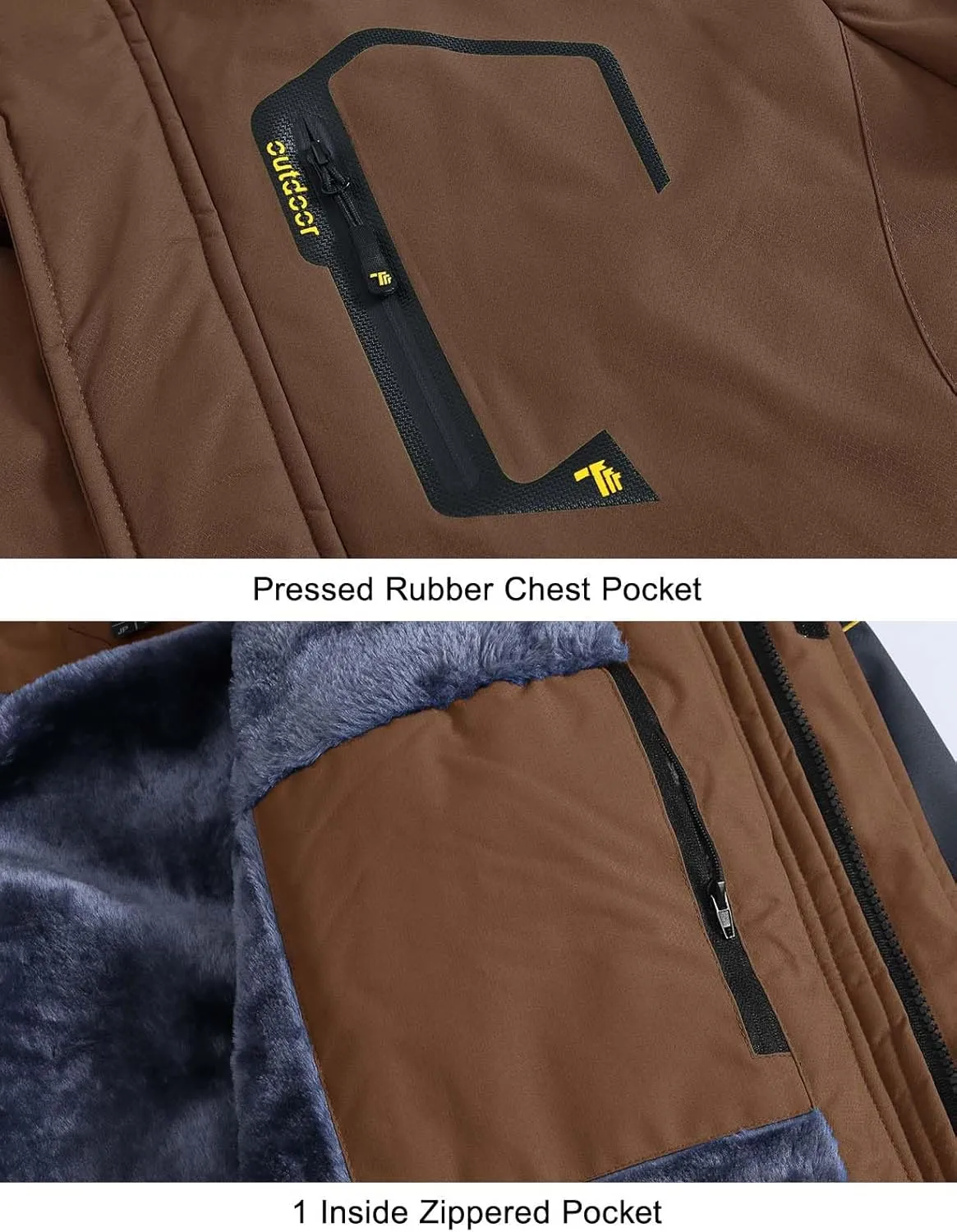 Rdruko Men's Ski Snow Jacket Waterproof Insulated Fleece Outdoor Mountain Hooded Winter Coat