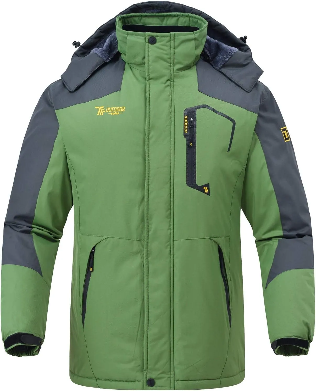 Rdruko Men's Ski Snow Jacket Waterproof Insulated Fleece Outdoor Mountain Hooded Winter Coat