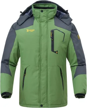 Rdruko Men's Ski Snow Jacket Waterproof Insulated Fleece Outdoor Mountain Hooded Winter Coat