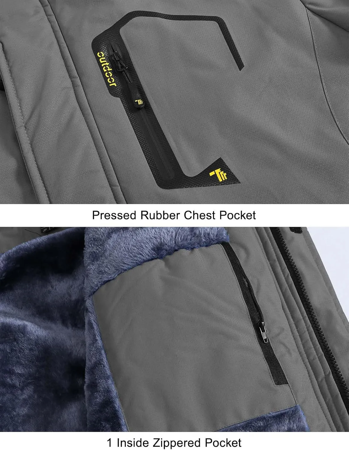 Rdruko Men's Ski Snow Jacket Waterproof Insulated Fleece Outdoor Mountain Hooded Winter Coat