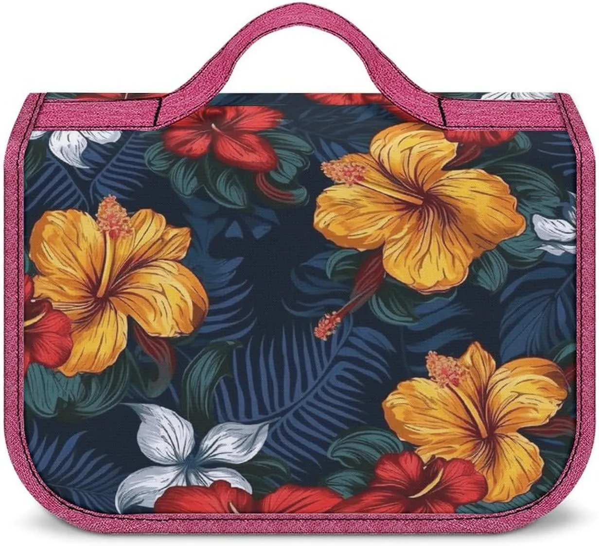 Realistic Hawaiian Flowers Travel Toiletry Bag for Women,Hanging Toiletry Organizer with Hook, Makeup Bag Travel Organizer for Shampoo,Toiletriesl