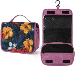 Realistic Hawaiian Flowers Travel Toiletry Bag for Women,Hanging Toiletry Organizer with Hook, Makeup Bag Travel Organizer for Shampoo,Toiletriesl