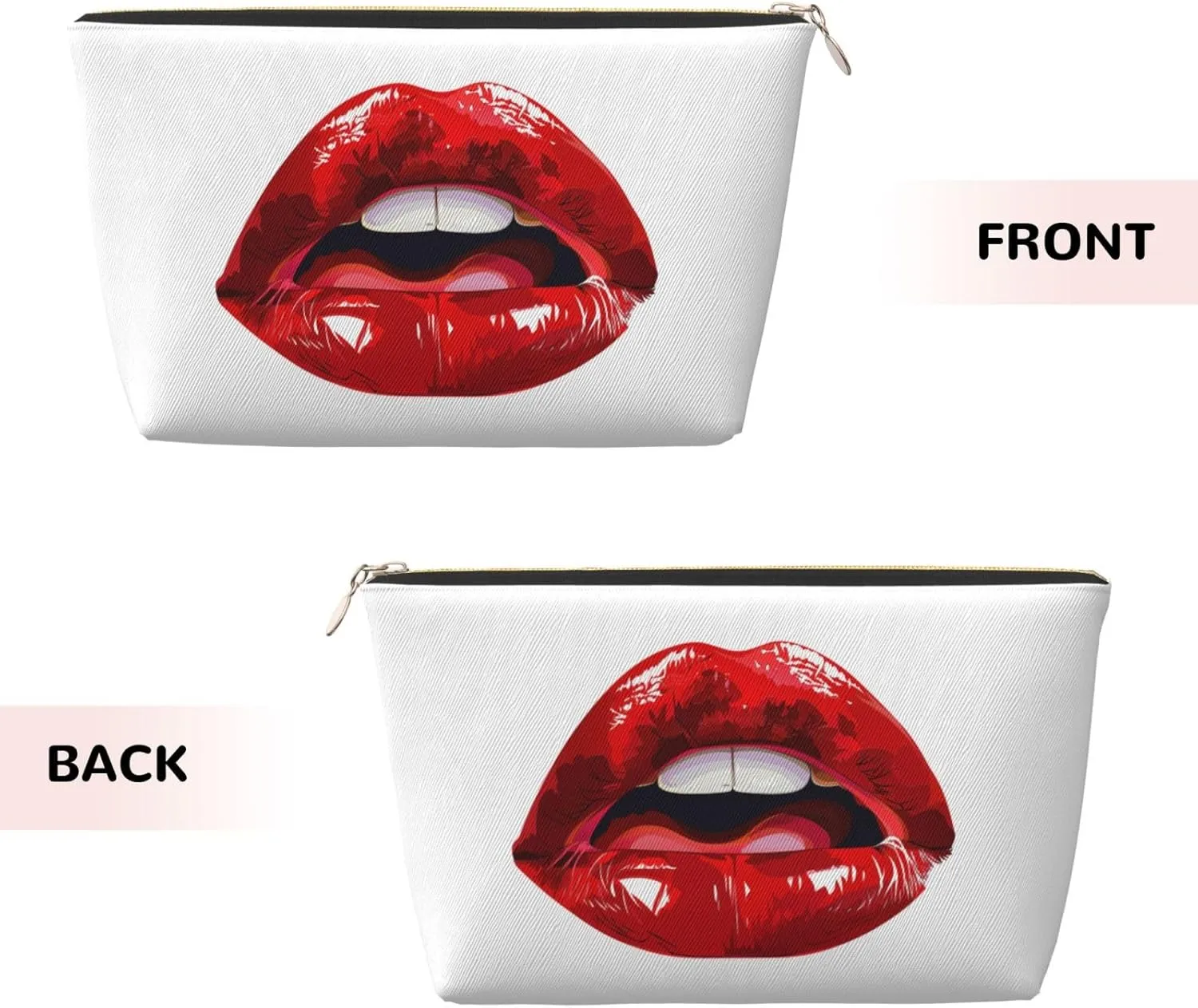 Red Lip Makeup Bag Waterproof Cosmetic Bag Organizer Small Make Up Zipper Pouch Portable Travel Toiletry Bag For Women Girls