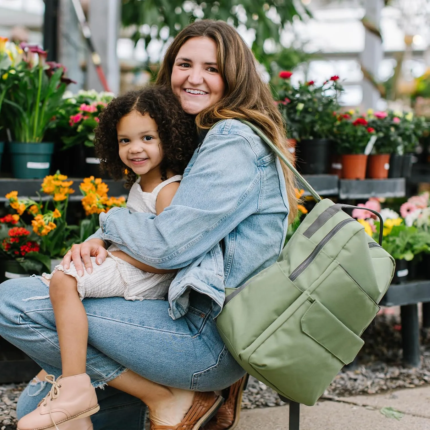 RED ROVR Roo Lightweight 1 LB Diaper Bag Backpack | 11 organizational pockets| Durable & Water-Resistant (Moss)