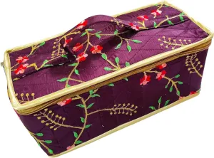 Removable Satin Embroidered Set of 12 Makeup Pouches Necklace Earrings Cosmetic Vanity Storage Box Jewellery Organizer Toiletry Organizer Pouch For Women travelling Kit