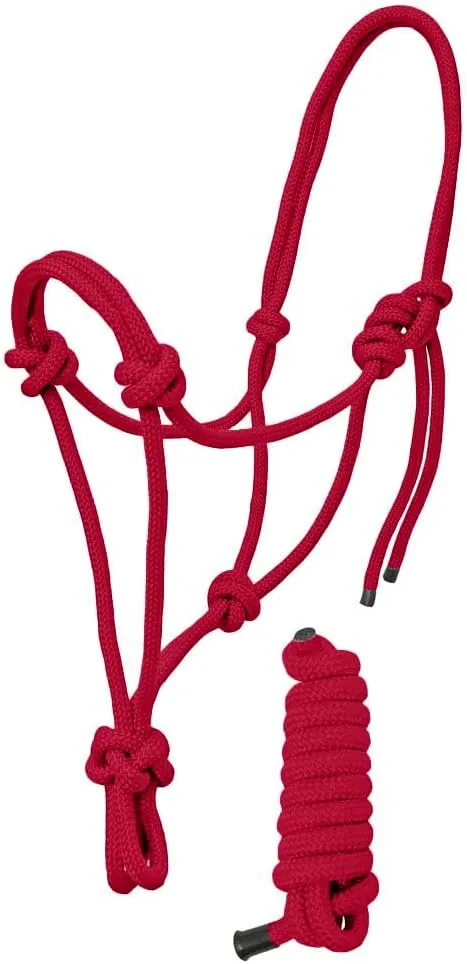 Resistance Plain Nylon Adjustable Rope Halter With Matching 6Ft Lead