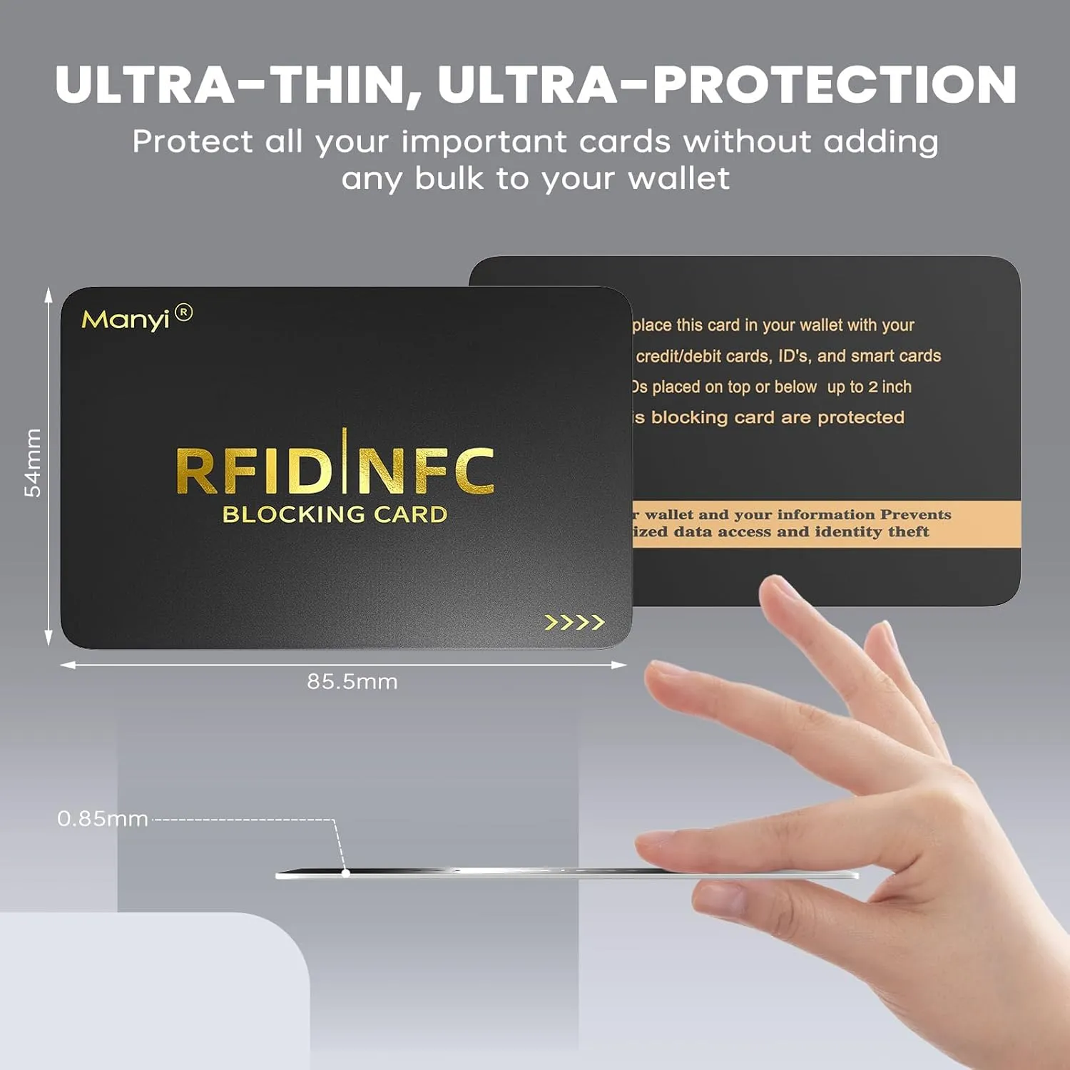 RFID Blocking Card for Wallets, Contactless NFC Credit Card ID Protection Safe Bank Cards Passport Entire Wallet Purse Shield Protector Blocker Guard Pack of 6