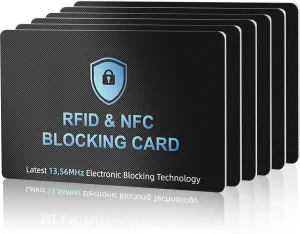 RFID Blocking Card, NFC Debit Credit Card Passport Protector, Entire Wallet Protection Blocker Set for Men & Women, Smart Slim Design Perfectly fits in Wallet and Purse (Blackblue-18PCS)