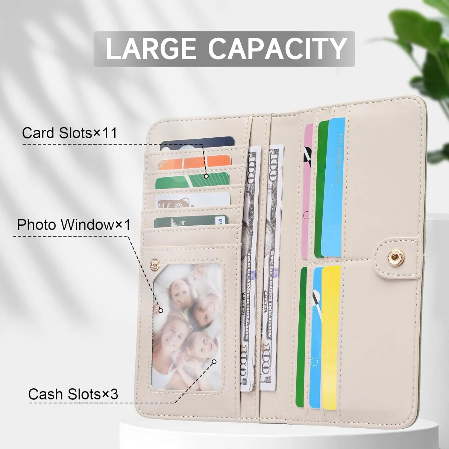 RFID Wallet Women Ultra Slim Thin Womens Wallet Compact Clutch Long Ladies Wallet for Women WHITE
