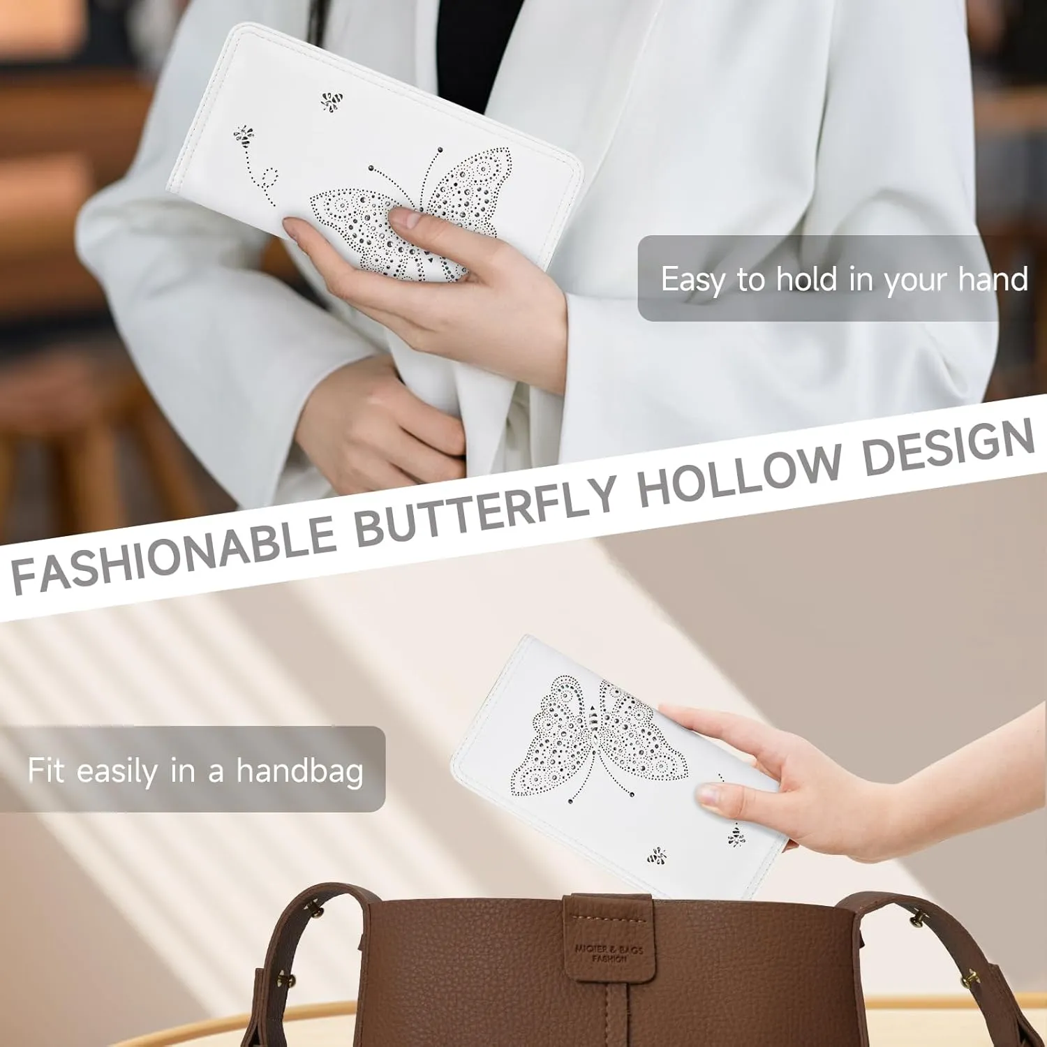 RFID Wallet Women Ultra Slim Thin Womens Wallet Compact Clutch Long Ladies Wallet for Women WHITE
