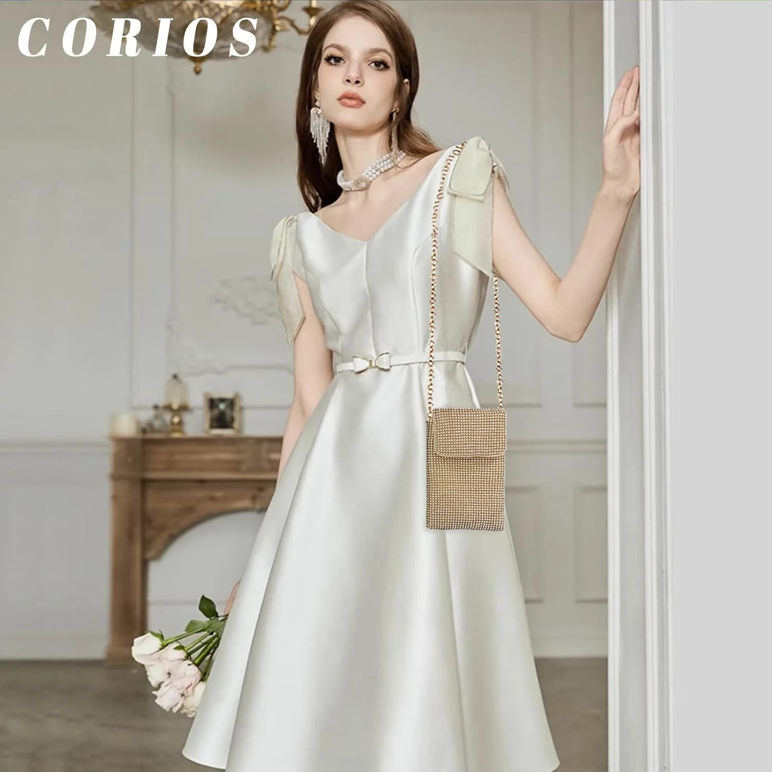 Rhinestone Clutch Bag for Women Mini Evening Bag Sparkling Crystal Handbag Bridal Wedding Purse Elegant Shoulder Bag