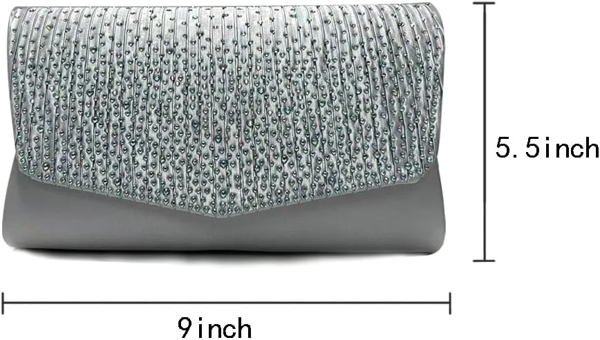 Rhinestone Evening Bag Crystal Bling Purse Sparkly Diamond Clutch Handbag Crossbody Bag for Women Party Club Wedding Prom