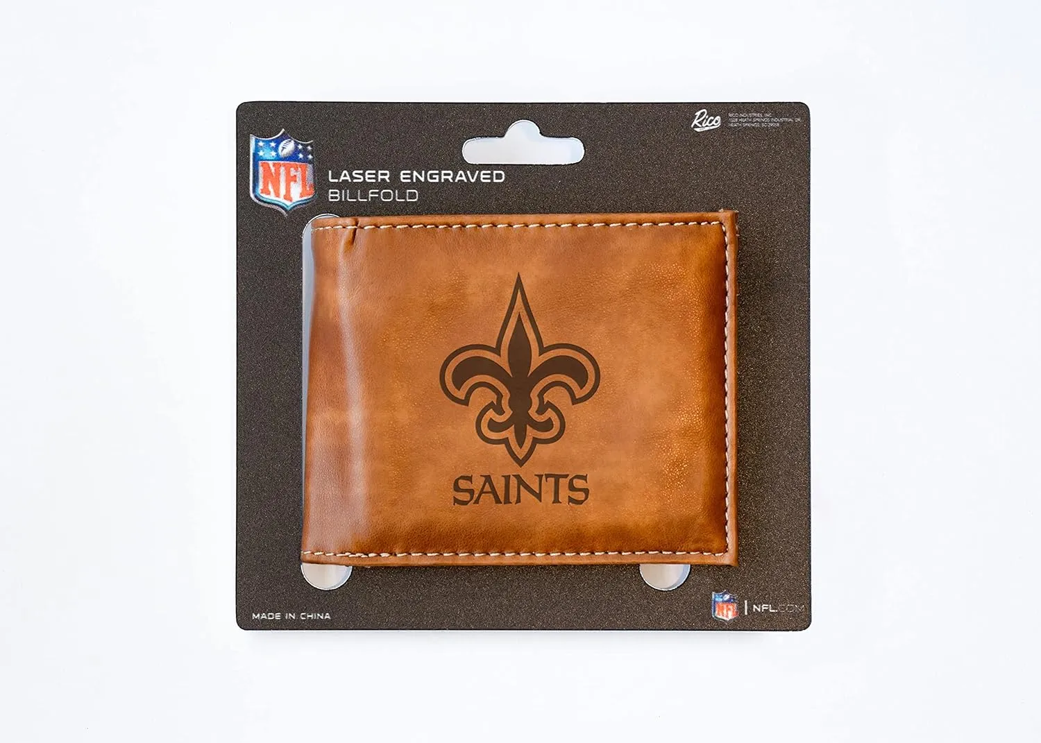 Rico Industries NFL Laser Engraved Billfold Wallet Laser Engraved Bill-fold Wallet - Slim Design - Great Gift
