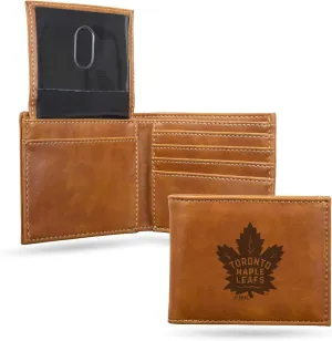 Rico Industries NHL Laser Engraved Billfold Wallet Laser Engraved Bill-fold Wallet - Slim Design - Great Gift