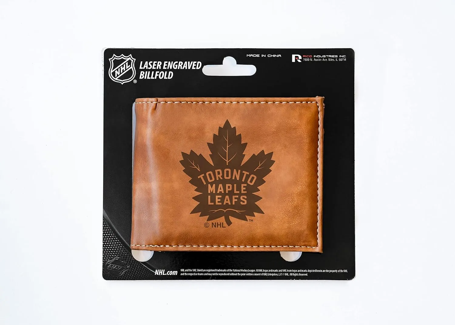 Rico Industries NHL Laser Engraved Billfold Wallet Laser Engraved Bill-fold Wallet - Slim Design - Great Gift