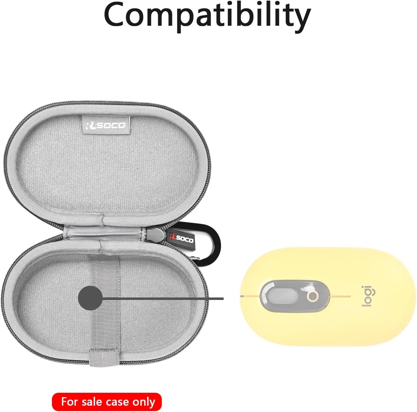 RLSOCO Carrying Case for Logitech POP/Pebble Mouse 2/Pebble Wireless Mouse with Keychain (Grey)