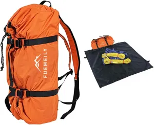 Rock Climbing Rope Bag, Large Capacity Folding Rope Storage Backpack with Ground Sheet, Adjustable Straps Outdoor Climbing Gears Orange