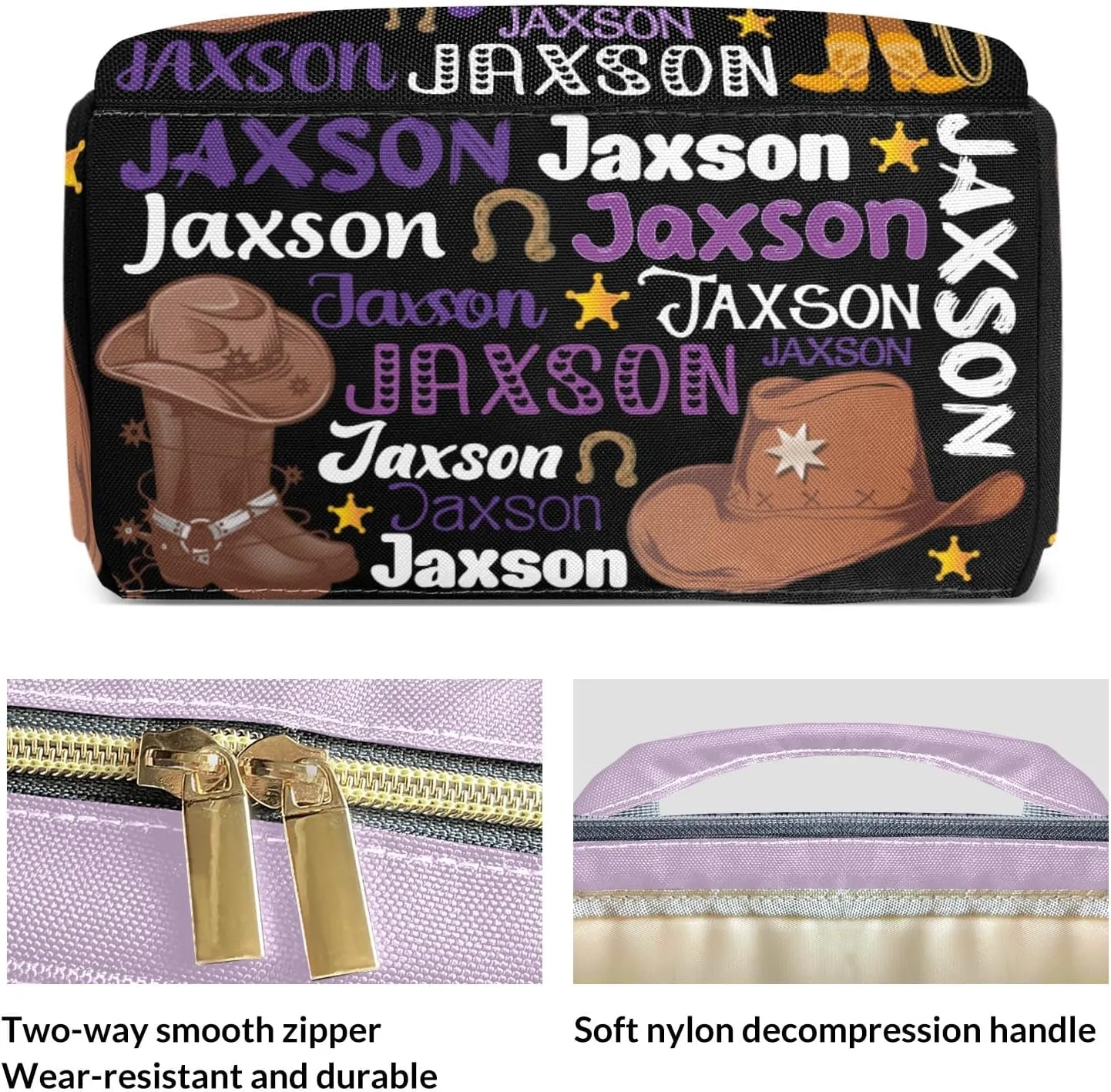 Rodeo Cowboy Purple Black Personalized Large Capacity Diaper Bags,Custom Name Backpack Casual Daypack Bag Nappy Bag Gifts
