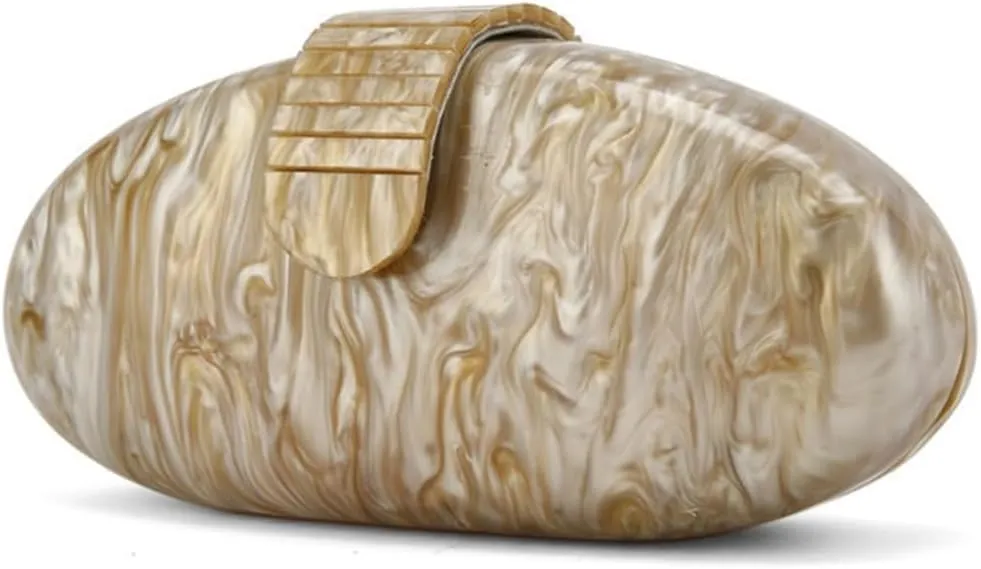 RomanticDesign Women Acrylic Evening Clutch Purse Glitter Oval Marble Handbag Crossbody Bag for Wedding Party Cocktail