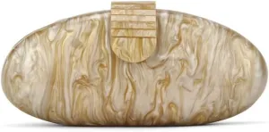 RomanticDesign Women Acrylic Evening Clutch Purse Glitter Oval Marble Handbag Crossbody Bag for Wedding Party Cocktail