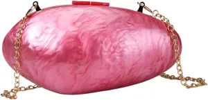 RomanticDesign Women Acrylic Evening Clutch Purse Glitter Oval Marble Handbag Crossbody Bag for Wedding Party Cocktail