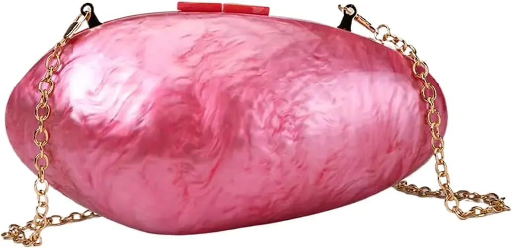 RomanticDesign Women Acrylic Evening Clutch Purse Glitter Oval Marble Handbag Crossbody Bag for Wedding Party Cocktail