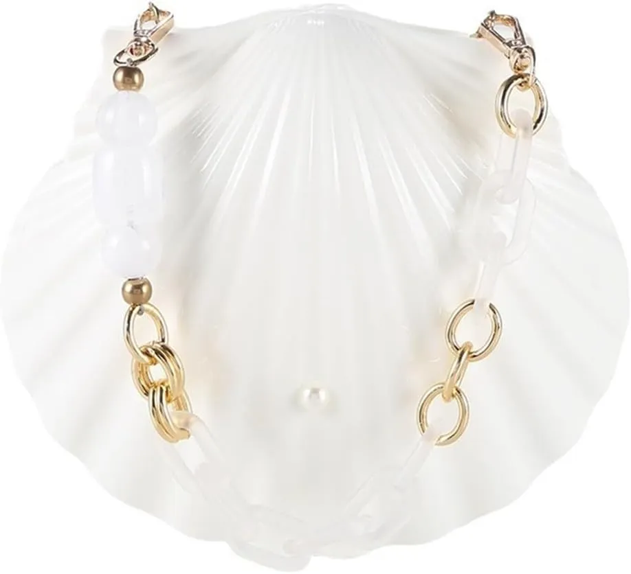 RomanticDesign Women Seashell Acrylic Evening Clutch Purse Glitter Marble Handbag Wedding Prom Party Crossbody Bag