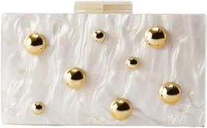 RomanticDesign Women Unique Acrylic Clutch Purse Chain Shoulder Bag Prom Party Wedding Handbag with Embedded Beads