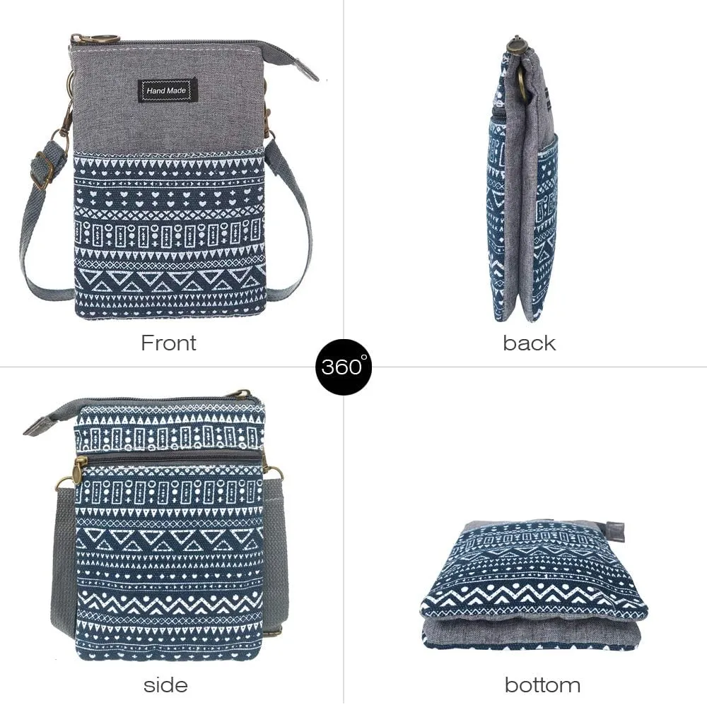 Roomy Cell Phone Purse Wallet Canvas Small Crossbody Purse Bags with Shoulder Strap For Women teen girlsl