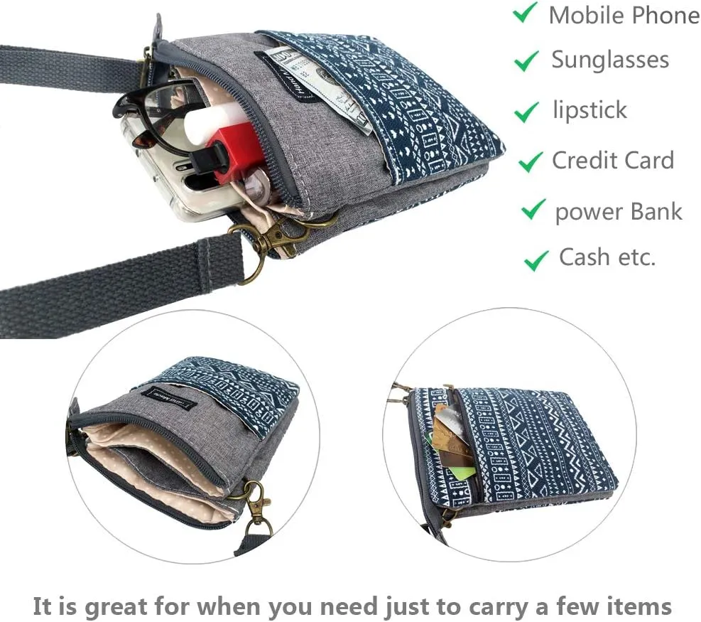 Roomy Cell Phone Purse Wallet Canvas Small Crossbody Purse Bags with Shoulder Strap For Women teen girlsl