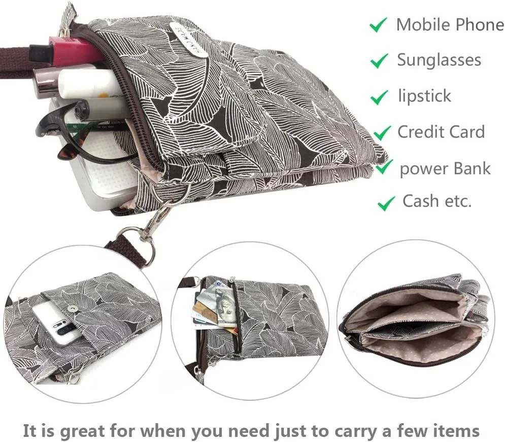 Roomy Cell Phone Purse Wallet Canvas Small Crossbody Purse Bags with Shoulder Strap For Women teen girlsl